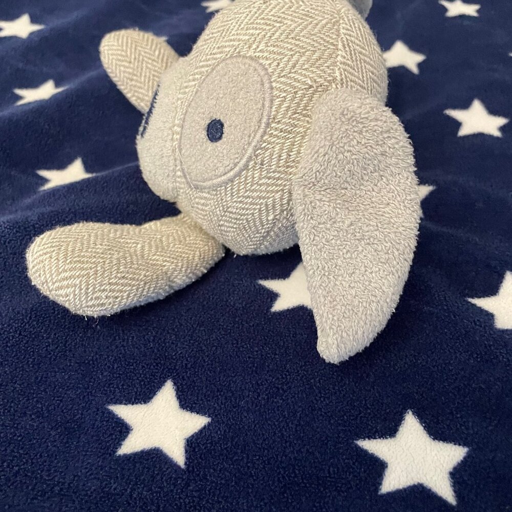 Cloud Island Gray Dog Blue Security Blanket White Stars Lovey 29x28.5” - Picture 6 of 14